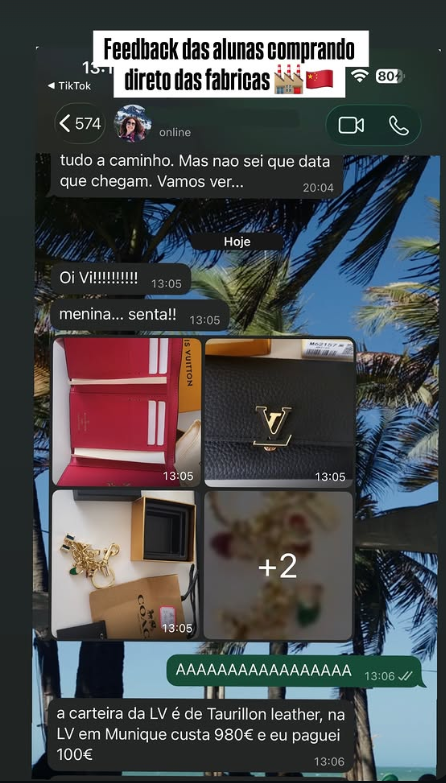 Aluna recebeu carteira e bolsa Louis Vuitton direto da fábrica