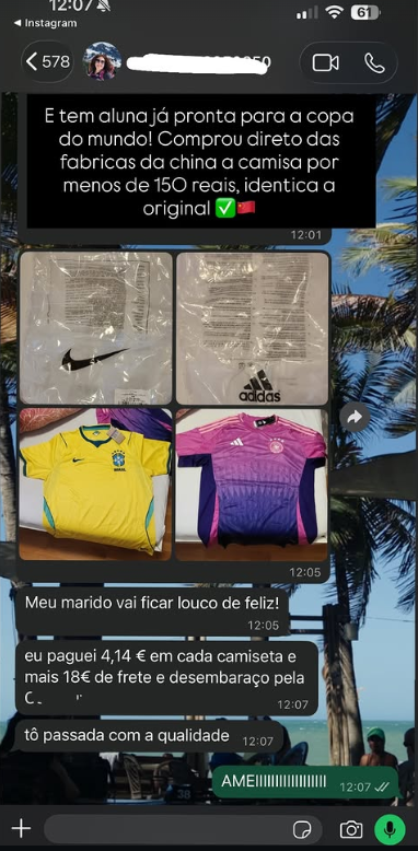 Aluna comprou camisas de futebol direto das fábricas da China